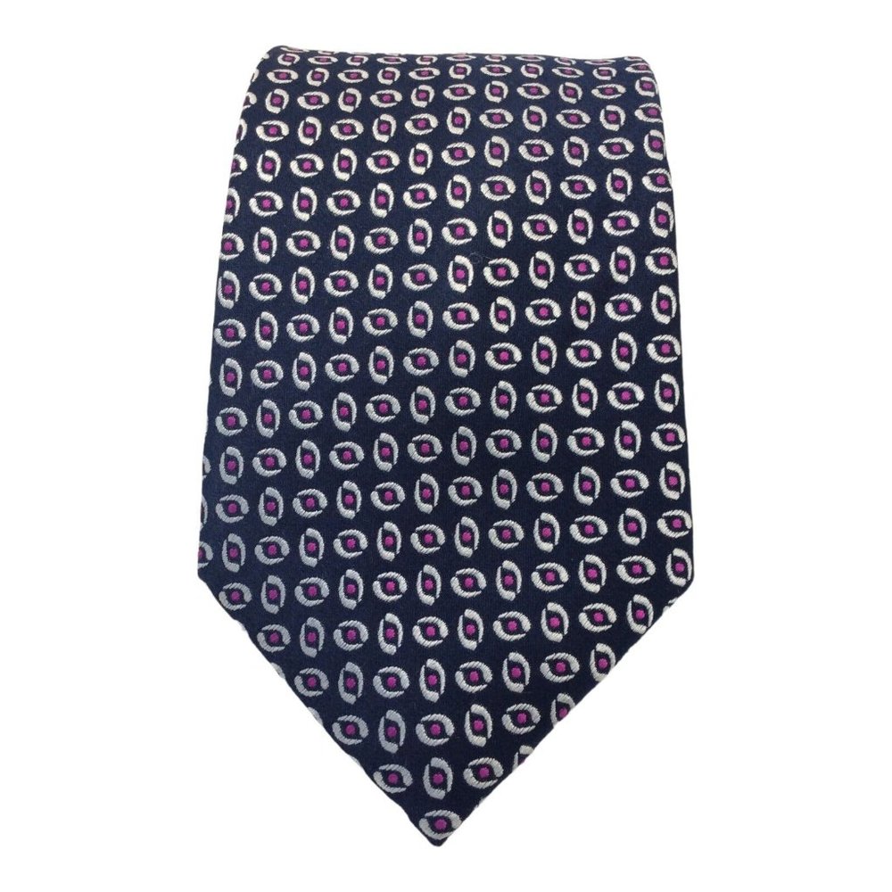 CHARLES TYRWHITT Blue Geometric Silk Tie 60"-3".1/2 EX COND